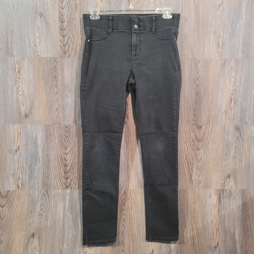 APT 9 Tummy Control Straight Jeans Size 12 x 29 Mid Rise Black Denim FLAW
